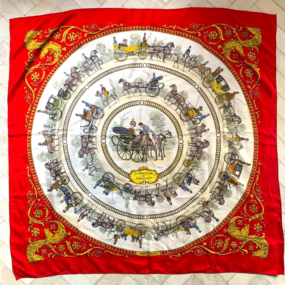 Hermes Vintage Scarf “La Promenade de Longchamps”